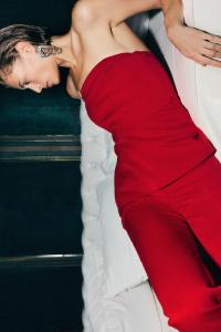 Платье бандо из твила H&M, красный