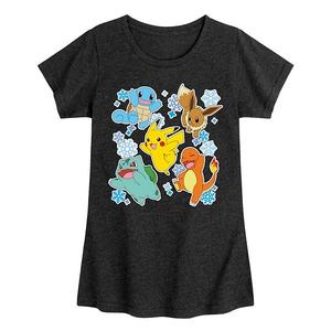 Детская футболка с принтом Pokémon и зимними наклейками Licensed Character, Heather Black