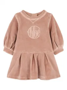 Платье с вышитым логотипом Chloé Kids, розовый