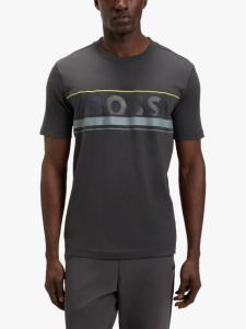 BOSS Cotton Regular Fit футболка с коротким рукавом и логотипом HUGO BOSS, Dark Grey