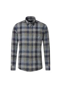 Льняная рубашка в клетку свободного покроя Casamoda, серый