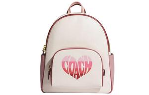 COACH Рюкзак Court Cow Leather With Textile Backpack Large Size женский белый и розовый