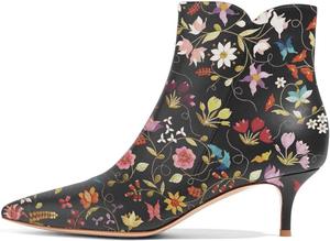 Женские ботильоны YDN с низким каблуком-кистенок, заостренным носком и молнией, размеры 4-16 США, Spring Flower