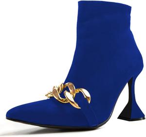 Женские ботильоны YDN с острым носком, цепочкой и высокой шпилькой, с боковой молнией, для торжественного и повседневного наряда, размеры US 4-15, Blue