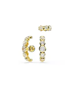 Комплекты сережек-каффов с круглым вырезом, покрытых золотом оттенка Imber Swarovski, white