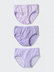 Хлопковые эластичные трусы с цветами (3 пары) Uniqlo, 70 light purple
