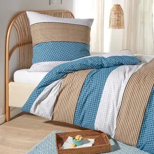 Постельное белье Dream Sleep Fine Flannel Nordic Stripe Blue 240x220 см + 2 x 80x80 см Traumschlaf