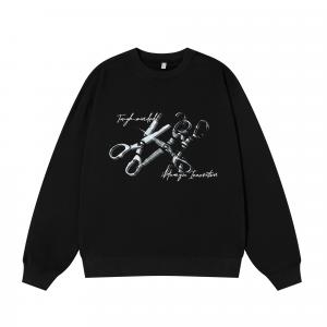 Свитшот с круглым вырезом Unisex HUANQIU, черный (fleece-lined)