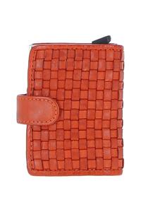 Чехол-кошелек для карточек 'La Perfetto' из металла и плетеной кожи Ashwood Leather, оранжевый