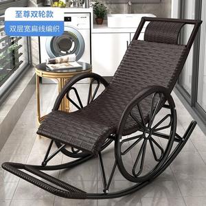 Fantasy Кресло-качалка из ротанга supreme double wheel, двухслойное широкое плоское, черное