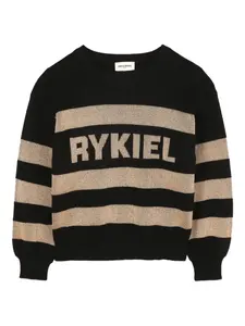 Полосатый свитер с логотипом SONIA RYKIEL ENFANT, черный