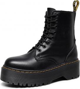 Женские платформенные ботинки | Массивные боевые ботинки до щиколотки | Стиль Y2K готика | Шнуровка и боковая молния | Повседневная уличная обувь CTKVbmeoi, Black
