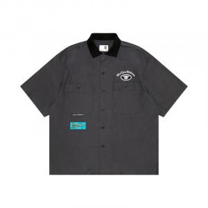 Рубашка с коротким рукавом и аппликацией логотипа A Bathing Ape Aape, серый