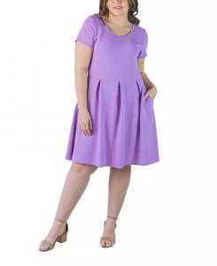 Платье больших размеров с круглым вырезом и карманами длиной до колена 24seven Comfort Apparel, фиолетовый