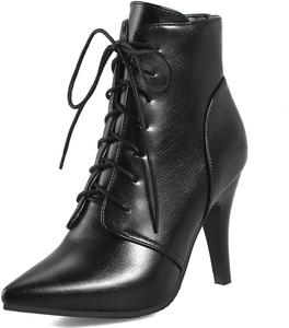 Женские ботильоны DINTAHA с заостренным носком, шнуровкой и каблуком-стилето, заостренные ботильоны до щиколотки, Black