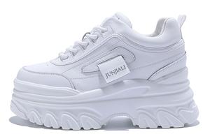 Амортизирующие, устойчивые к истиранию, увеличивающие рост высокие повседневные ботинки женские Junjali, с белой флисовой подкладкой