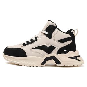 Kuding Мужские бежево-черные повседневные высокие кроссовки с амортизацией и противоскользящей подошвой, цвет Beige Black