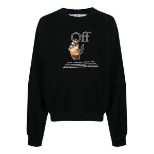 Толстовка men's fw21 logo printing round neck long sleeves loose fit black Off-White, мультиколор