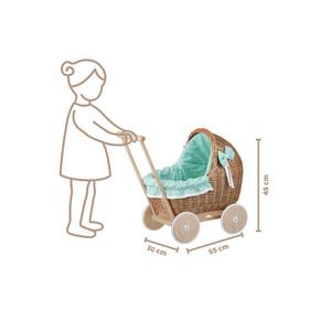 Коляска Lili Wicker для кукол с мятной отделкой 55Х30 В45 см - стандартная WickerPL