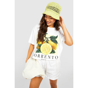 Футболка оверсайз sorrento lemon Boohoo, белый