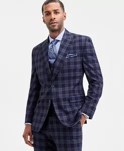 Мужской классический синий пиджак в клетку Tayion Collection