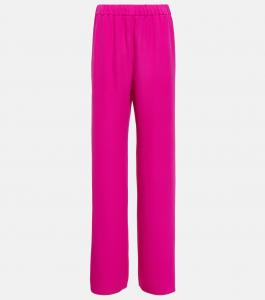 Брюки-палаццо из шелка с высокой посадкой Valentino, розовый