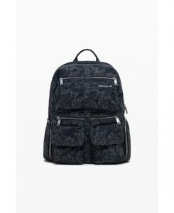 Большой женский джинсовый рюкзак с вышивкой Desigual, Black