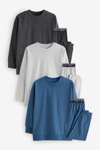 Пижама с длинными штанинами из 100% хлопка, 3 пары (3 16 лет) Next, синий