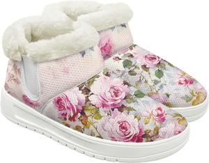 Женские зимние ботинки для снега, теплые комфортные утепленные нескользящие полусапожки для улицы Hechitok, Pink Floral