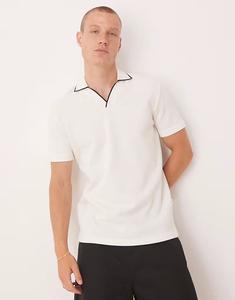 Рубашка-поло с разрезом на горловине кремового цвета Selected