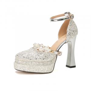 Bamiti Серебряные женские туфли на высоком каблуке, цвет Silver