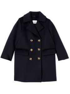 Burberry Kids двубортное пальто с драпировкой, синий