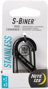 Нержавеющая сталь двойные карабины упаковка 3 шт Nite Ize, Black/Stainless