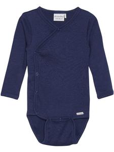 Minymo Детский боди с длинными рукавами "Wrap Body LS Rib" синего цвета