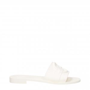 Белые хлопковые тапочки-сандалии Moncler, белый