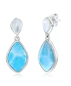 Серьги из стерлингового серебра с ларимаром огранки «маркиз» и шваброй Caribbean Treasures, larimar
