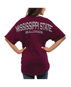 Женская темно-бордовая футболка оверсайз Mississippi State Bulldogs Spirit Jersey, красный