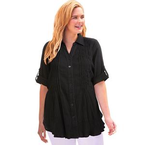 Женщина в женской марлевой рубашке на пуговицах больших размеров Woman Within, черный