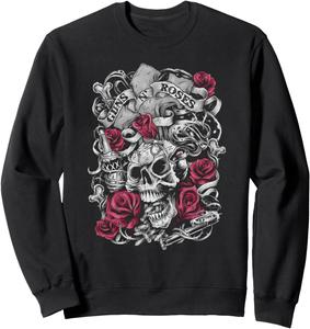 Официальная толстовка Guns N' Roses Fleurish Skull Pink Rose, черная