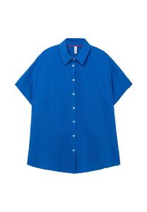 Блузка-рубашка с короткими рукавами из мягкого качественного муслина Sheego, цвет Kobalt