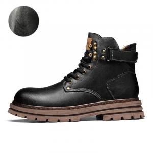 Dunnu Мужские ботинки Martin черные с черной флисовой подкладкой, цвет Black, Fleece-Lined