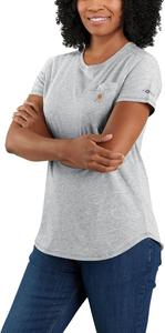 Женская футболка Carhartt Force свободного кроя средней плотности с карманами 105415, Heather Gray