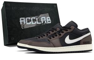 Jordan Мужские баскетбольные кроссовки Air 1 с износостойким низким верхом, винтажные, черный и коричневый