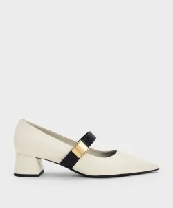 Туфли-мэри-джейн Yvette с металлическим акцентом Charles & Keith, цвет Chalk