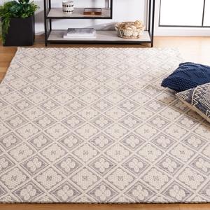 Ковер SAFAVIEH, 183 x 183 см, Marbella Collection — Grey & Ivory, ручной работы с решетчатым узором, идеален для помещений с высокой проходимостью в гостиной, спальне (MRB328F)