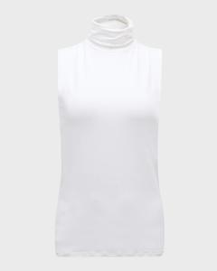 Мягкая эластичная водолазка без рукавов Majestic Filatures, белый