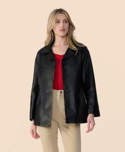 Женская кожаная куртка свободного кроя Furniq UK, Black