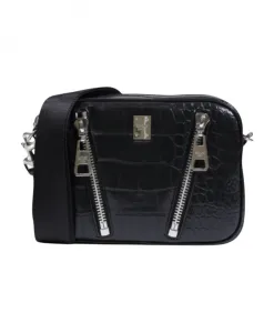 Сумка через плечо с имитацией крокодиловой кожи. Replay, черный