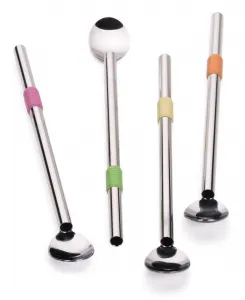 Набор из 4 ложек и трубочек из нержавеющей стали Endurance, длина 22 см Rsvp International, серый