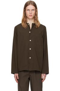 Поплиновая пижамная рубашка с длинными рукавами Tekla, коричневый